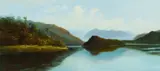 Louis Frank, New Zealand Lake with View to Mountains, Oil on Board