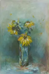 Lesley Pockley, Sunflowers, Oil on Canvas