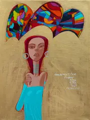 Constantine Popov, Lady in Blue Dress, 2023, Acrylic on Canvas