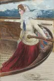 Percy Seaton Spence, Lady at the Tiller, 1909, Mixed Media on Paper
