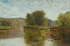 Henry Thomas Garratt, Landscape with Cows and Water Lilies, 1899, Oil on Canvas