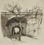 Molly O'Shea, Reconstructing the Argyle Cut, 1931, Etching 8/60