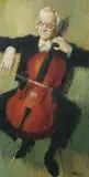 John Santry, The Cellist, Oil on Ply