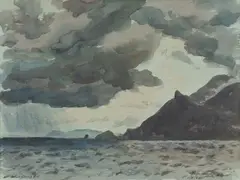 Robert Campbell, Storm at Sunset, 1962, Ink & Gouache