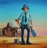Max Mannix, Country Cop, Oil on Canvas on Board