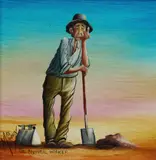 Max Mannix, The Council Worker, Oil on Canvas on Board