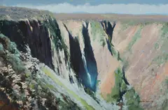 Allan Waite, Wollomombi Falls, Oil on Canvas on Board