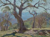 John Rowell, Lysterfield Hills, Oil on Hessian