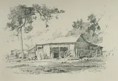 Robert Johnson, Farm Building, North Coast, Pencil