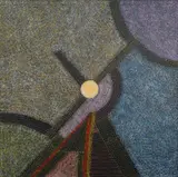 Abie Loy Kemarre, Bush Hen Dreaming, 2018, Accompanied by 7 photographs of the artist with the finished painting, during painting, and signing