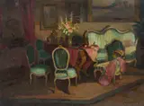 Mariska Klammer, Sunlit Interior, Oil on Canvas on Board