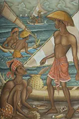 Dewa Putu Bedil, Fishermen, Ubud, Bali, Oil on Canvas