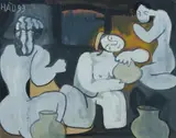 Truong Dinh Hao, Figures with Vessels, 1993, Gouache