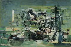 Carl Plate, Double Dive, 1967, Oil on Board