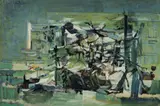 Carl Plate, Double Dive, 1967, Oil on Board