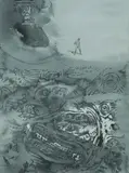 James Gleeson, Figure in Psychoscape, Ink & Gouache
