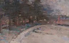 John Llewelyn Jones, Evening, Manly Wharf, Sydney Harbour, c.1920s, Oil on Board