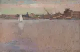 John Llewelyn Jones, Balmain Waterfront, Sydney Harbour, c.1920s, Oil on Canvas on Board