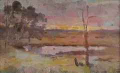 John Llewelyn Jones, Evening Landscape, c.1920s, Oil on Canvas on Board