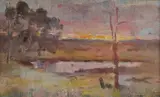 John Llewelyn Jones, Evening Landscape, c.1920s, Oil on Canvas on Board