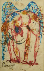 [Angel] Touching Toes by John Perceval, 1961, Oil on Paper, offered Oct 2025