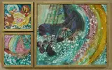 John Perceval, Jonah's Journey Across the Sea, 1967, Oil on Board (in 3 parts)
