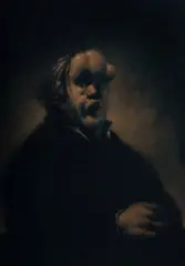 Leslie Rice, No Oil Painting (Portrait of Joseph Merrick), 2021, Acrylic on Black Velvet