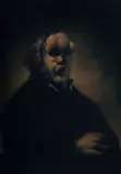 Leslie Rice, No Oil Painting (Portrait of Joseph Merrick), 2021, Acrylic on Black Velvet