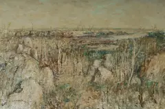 Boulder Country, Lake Illawarra by George Lawrence, 1972, Oil on Canvas, sold Oct 2025