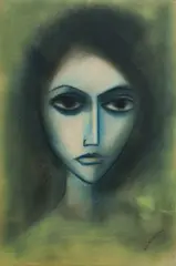 Portrait of a Young Woman by Robert Dickerson, Pastel on Paper on Board, sold Oct 2025