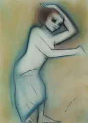 Robert Dickerson, Young Woman, Pastel & Charcoal