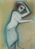 Robert Dickerson, Young Woman, Pastel & Charcoal
