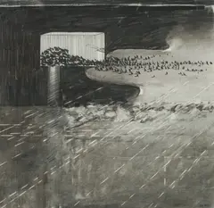 Lawrence Daws, Cage and Running Figures, Charcoal