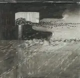Lawrence Daws, Cage and Running Figures, Charcoal