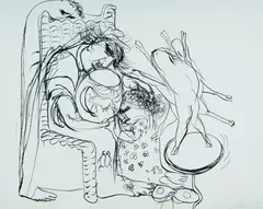Arthur Boyd, Untitled (Seated Figure), Ink Drawing