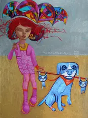 The Dog Walker by Constantine Popov, 2023, Acrylic on Canvas, sold Oct 2025