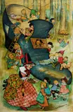 Pixie O'Harris, There Was an Old Lady Who Lived in a Shoe, Oil on Board