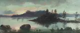 Louis Frank, Twilight on the River, Oil on Board