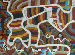 Boxer Milner Tjampitjin, Artist's Country, 1990, Acrylic on Canvas