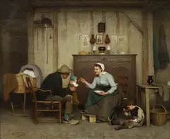 The Morning Feed by Charles Moreau, Oil on Canvas, sold Oct 2025