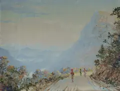 Alexander Sofronoff, Figures on Mountain Road, Ceylon, Oil on Canvas