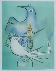 Wifredo Lam, Arbre de Plumes,' 1974 (from Pleni Luna Portfolio), Colour Lithograph 248/262