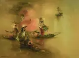Kwang Choo Keng, Floating Market, 1968, Oil on Canvas