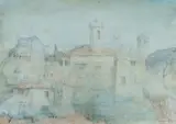 Lloyd Rees, Tuscan Town No.4, 1973, W/Clr & Pencil