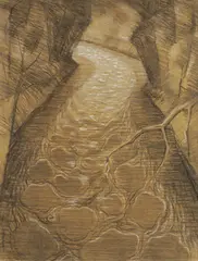 Howard Taylor, Forest River, 1990, Charcoal & Chalk on Brown Paper