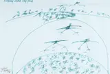 John Olsen, Arriving at the Lily Pond, 1977, Pen & Ink