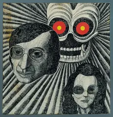 Martin Sharp, Three Faces, Ink & Collage/Colour(?)