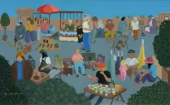 Anne Graham, Sunday Market, St Kilda, 2014, Oil on Linen