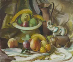 Fruit Still Life by Adelaide Elizabeth Perry, 1966, Oil on Canvas, sold Aug 2025