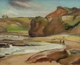 Adelaide Elizabeth Perry, Day at the Beach - South Coast, NSW, 1929, Oil on Canvas
